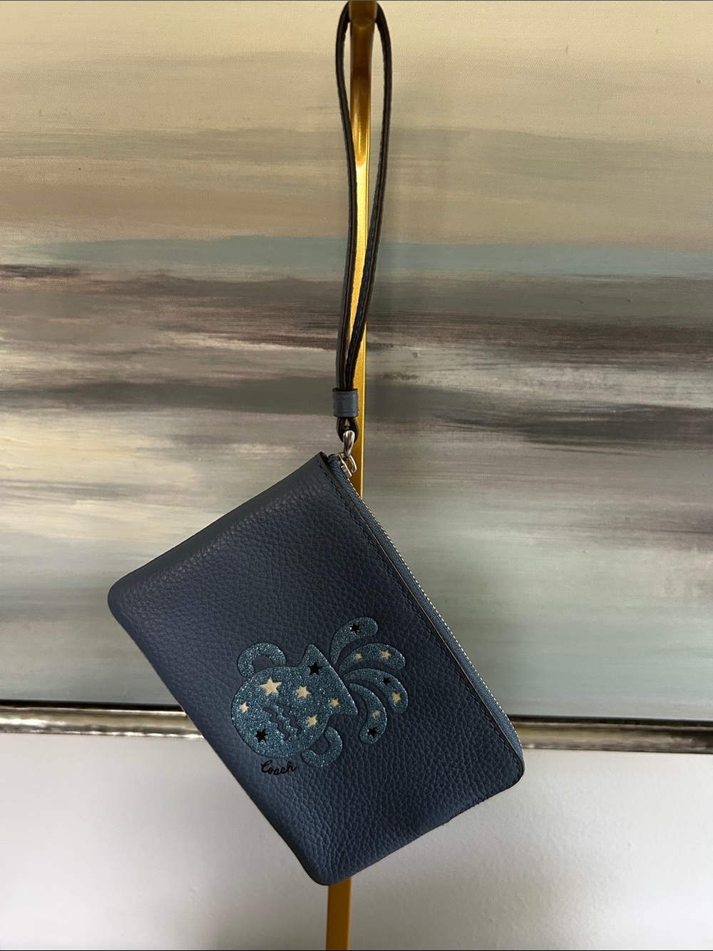 Coach Blue Wristlet Aquarius style NWOT